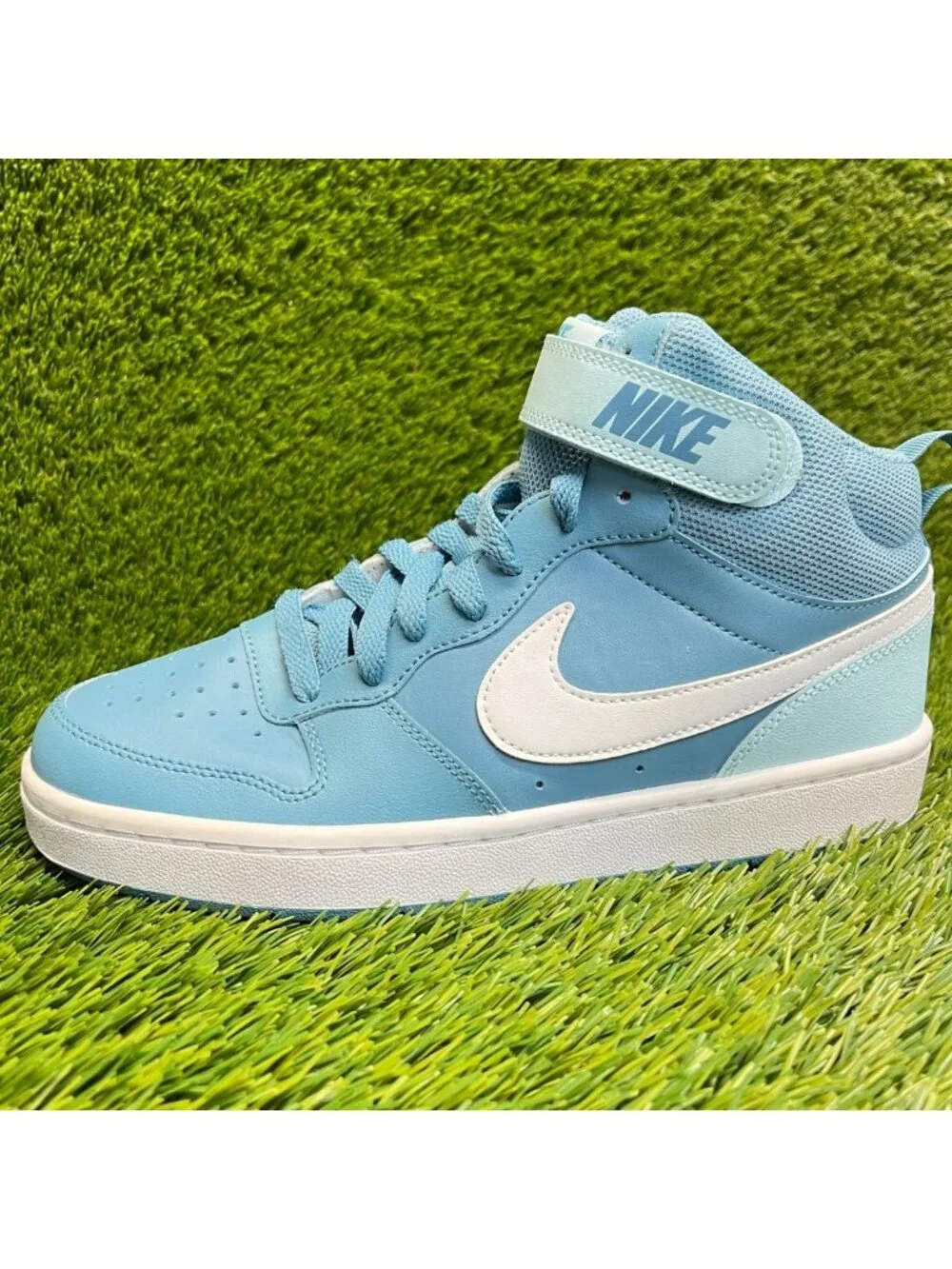 Nike Court Borough Mid 2 Boys Size 6.5Y Blue Athletic Leather Shoes Sneakers